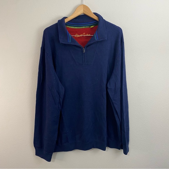 Robert Graham Other - Robert Graham Blue‎ 1/4 Zip Pullover Wool Jacket Classic Fit Men’s Size 3x
